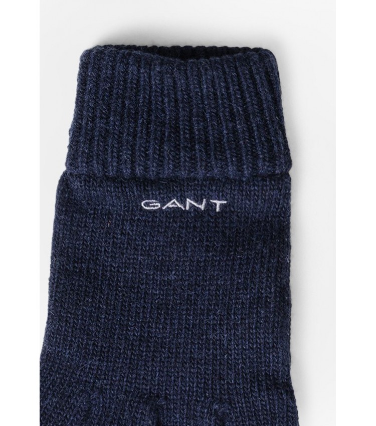 Ανδρικά Γάντια Knitted.Gloves Σκούρο Μπλε Μαλλί GANT