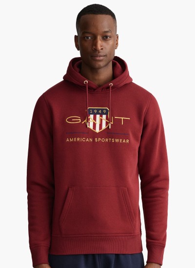 Ανδρικά Φούτερ Shield.Hood Μπορντό Βαμβάκι GANT