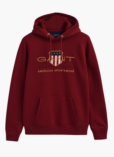 Ανδρικά Φούτερ Shield.Hood Μπορντό Βαμβάκι GANT