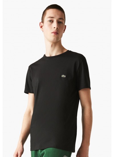 Men T-Shirts TH6709 Black Cotton Lacoste