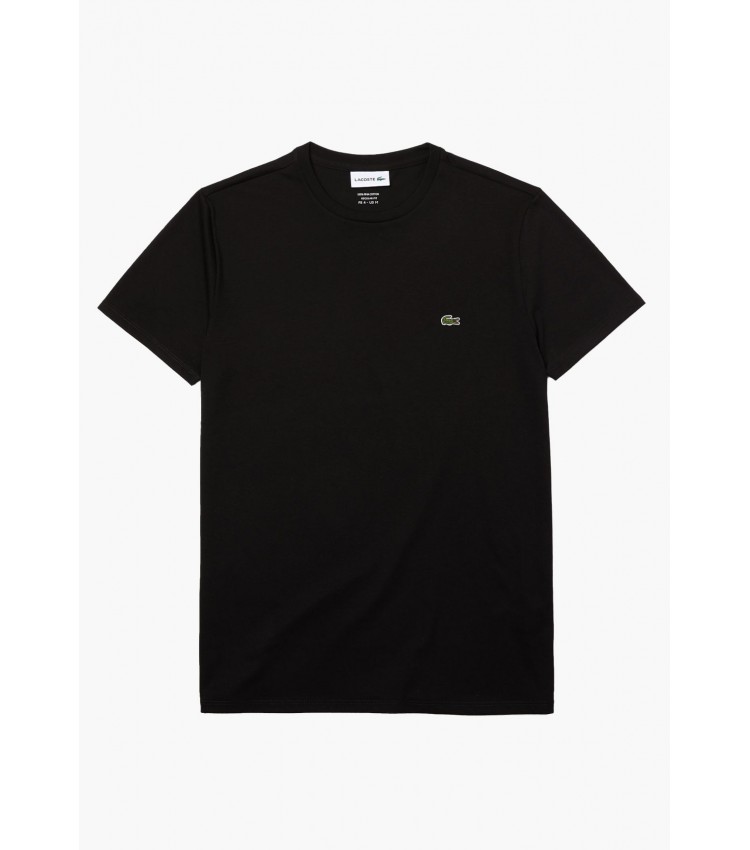 Ανδρικές Μπλούζες TH6709 Μαύρο Βαμβάκι Lacoste