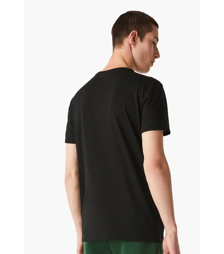 Ανδρικές Μπλούζες TH6709 Μαύρο Βαμβάκι Lacoste