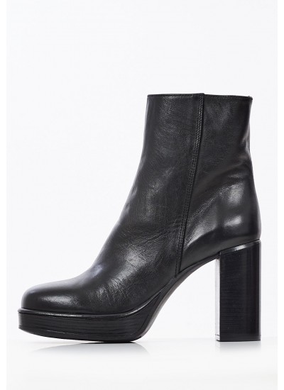 Women Boots 64N5 Black Leather Frau