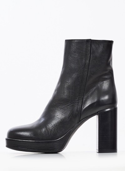 Women Boots 96Y6 Black Leather Frau