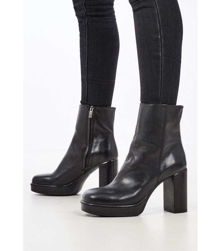 Women Boots 64N5 Black Leather Frau