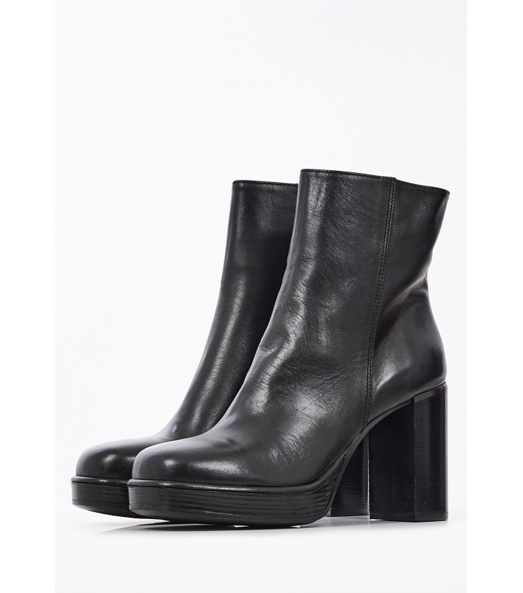 Women Boots 64N5 Black Leather Frau