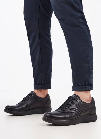 Ανδρικά Παπούτσια Casual U.Spherica.E Μαύρο Δέρμα Geox