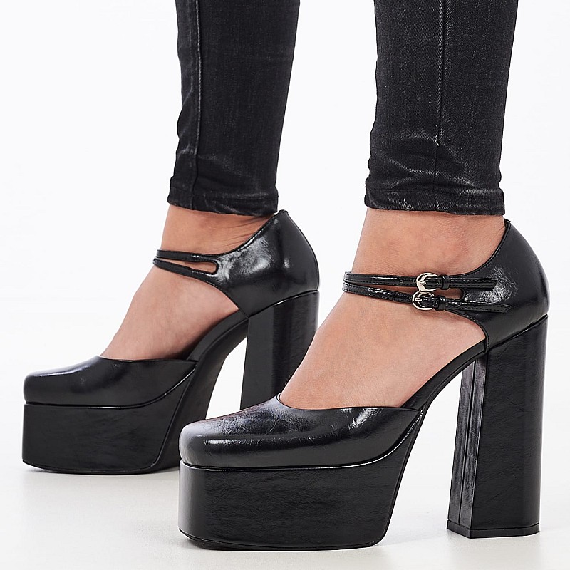 Γυναικείες Γόβες & Peeptoes Ψηλές Leila Μαύρο Δέρμα Jeffrey Campbell