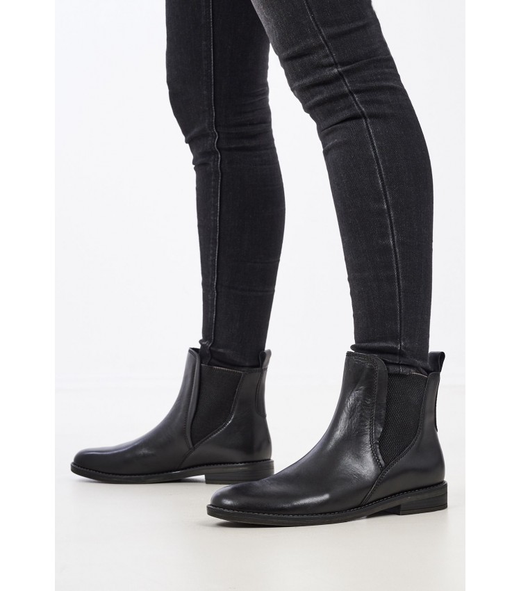 Women Boots 25366 Black Leather Marco Tozzi