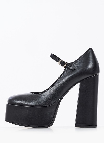 Γυναικεία Flats K4.135 Μαύρο Δέρμα Makis Kotris