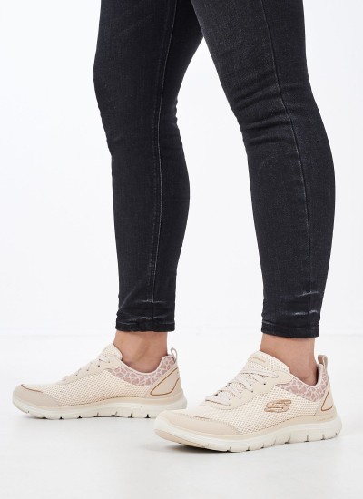 Γυναικεία Παπούτσια Casual 149576 Μπεζ Ύφασμα Skechers