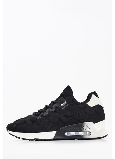 Women Casual Shoes Lift.Flower Black Fabric Ash