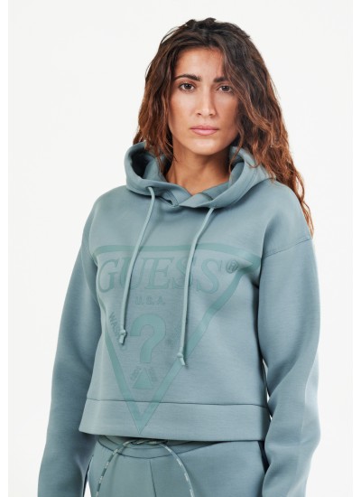 Γυνακεία Φούτερ Alisa.Hood Πράσινο Βισκόζη Guess