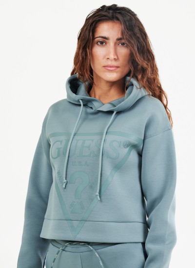 Γυνακεία Φούτερ Alisa.Hood Πράσινο Βισκόζη Guess