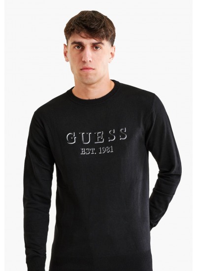 Ανδρικές Μπλούζες Owen Μαύρο Polyamide Guess