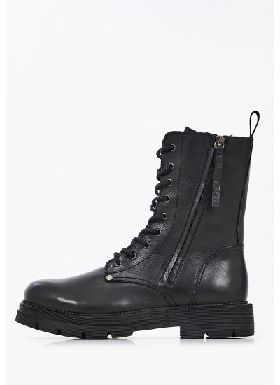 Women Boots Standing Black Leather Replay