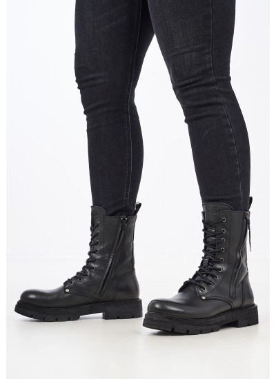 Women Boots Standing Black Leather Replay
