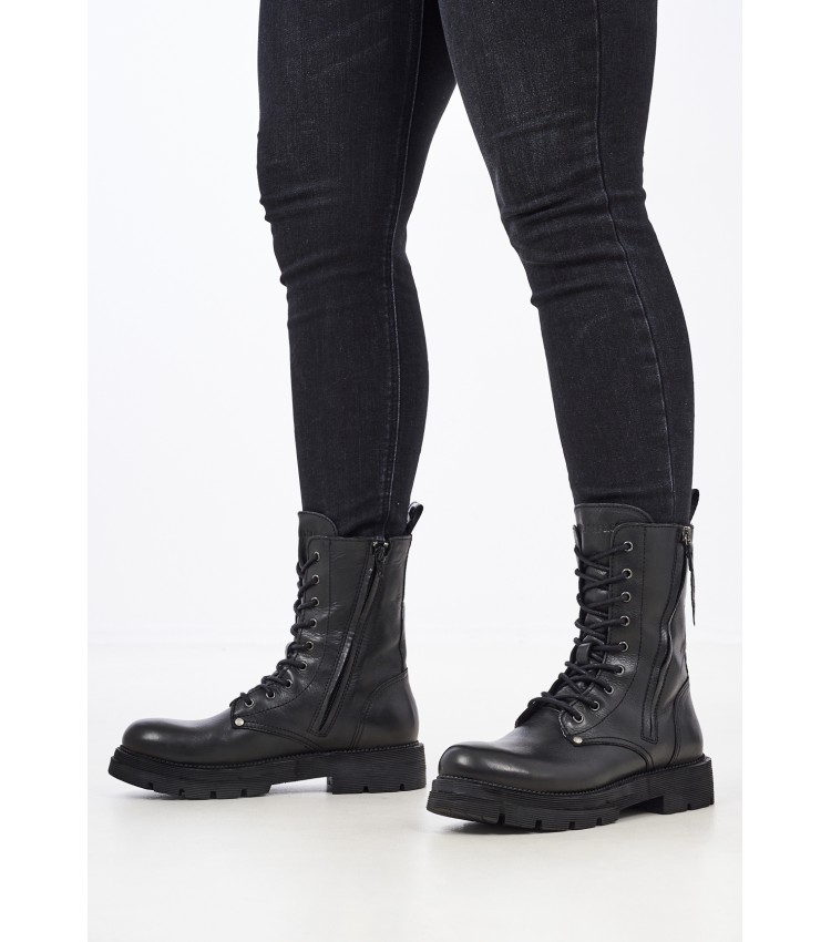 Women Boots Standing Black Leather Replay