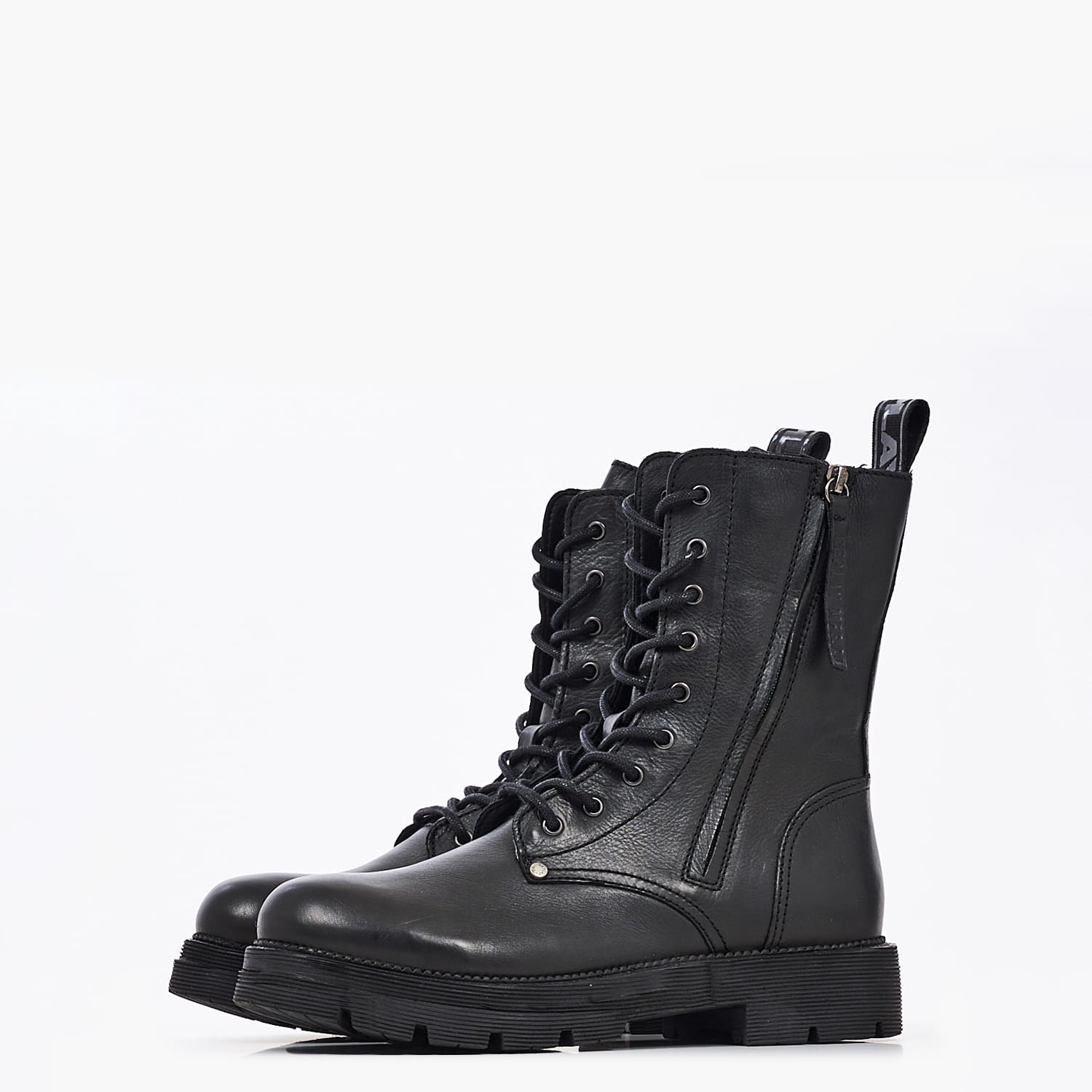 Women Boots Standing Black Leather Replay Women Boots Standing Black Leather Replay