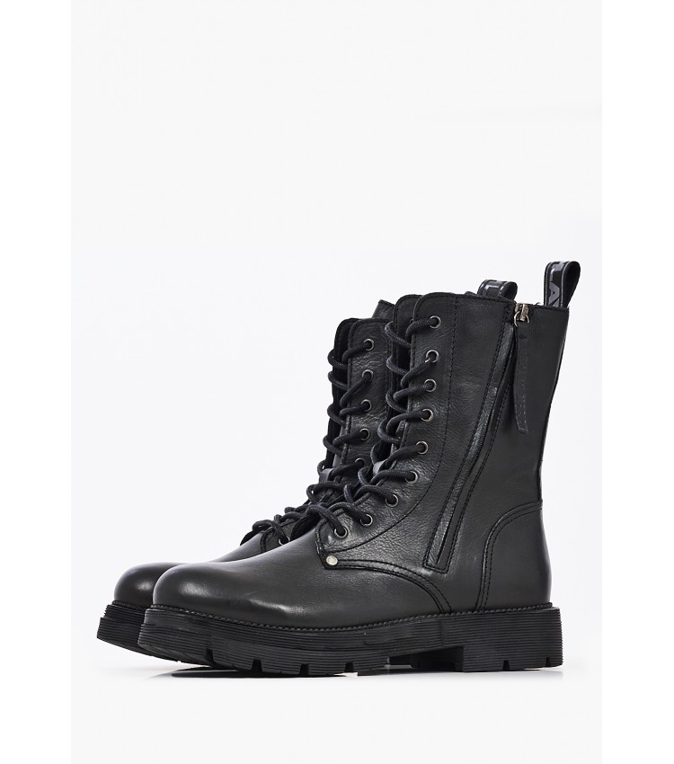 Women Boots Standing Black Leather Replay