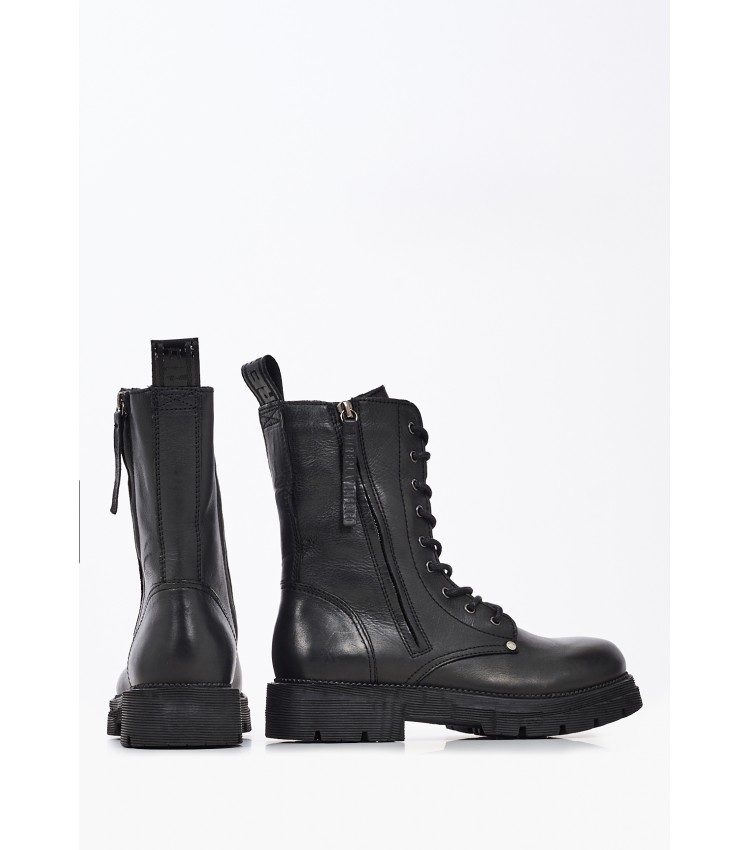 Women Boots Standing Black Leather Replay