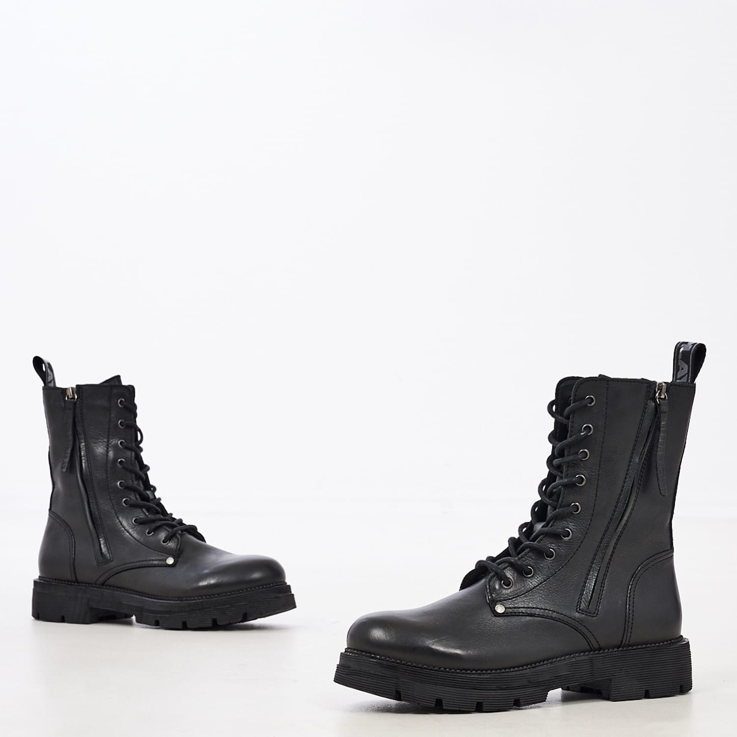 Women Boots Standing Black Leather Replay Women Boots Standing Black Leather Replay