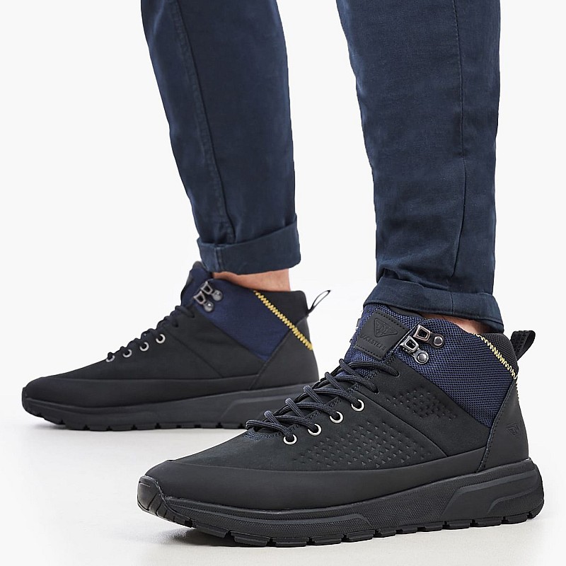 Men Boots Pueblo Black Nubuck Leather Docksteps