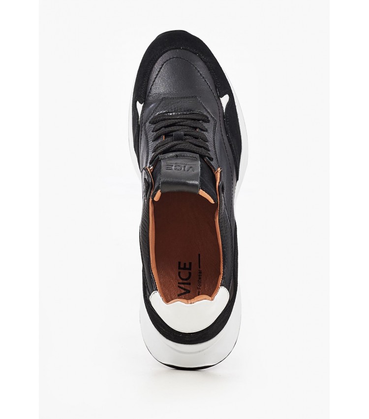 Men Casual Shoes 46300 Black Leather Vice