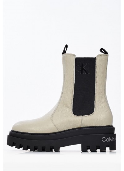 Γυναικεία Μποτάκια Chelsea.Mix Γκρι Δέρμα Calvin Klein