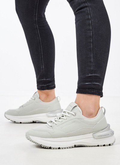 Γυναικεία Παπούτσια Casual Laceup.Low Άσπρο Δέρμα Calvin Klein