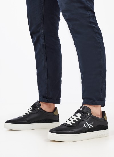 Ανδρικά Παπούτσια Casual Classic.Cupsole Μαύρο Δέρμα Calvin Klein