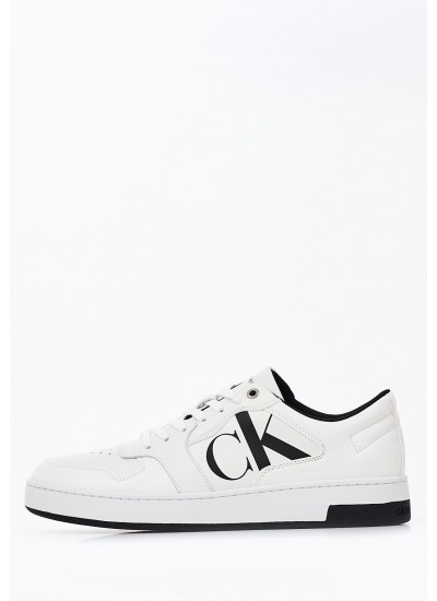 Ανδρικά Παπούτσια Casual Cupsole.Basket Άσπρο Δέρμα Calvin Klein