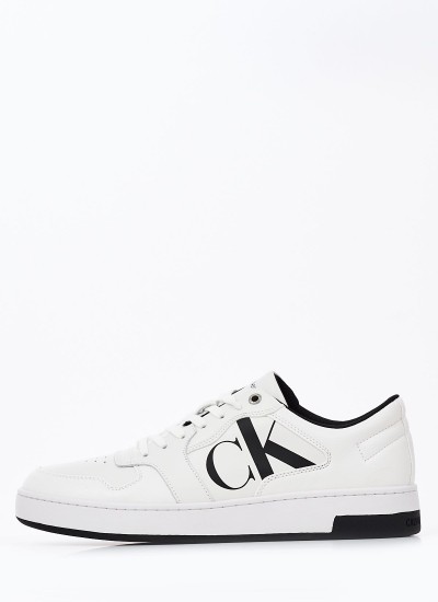 Ανδρικά Παπούτσια Casual Cupsole.Basket Άσπρο Δέρμα Calvin Klein