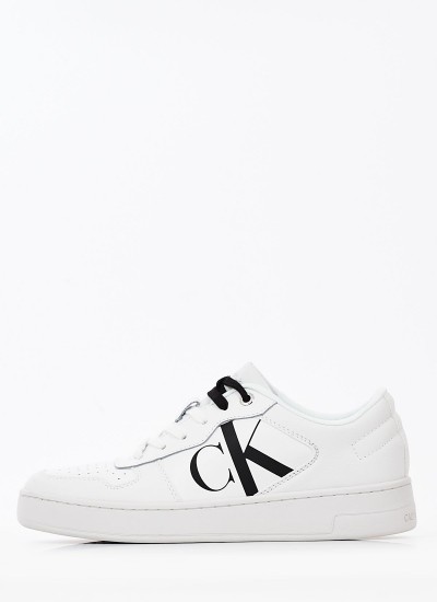 Γυναικεία Παπούτσια Casual Laceup.Low Άσπρο Δέρμα Calvin Klein