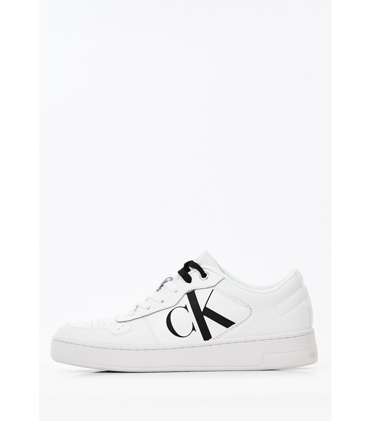 Women Casual Shoes Laceup.Low White Leather Calvin Klein