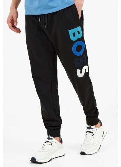 Ανδρικά Παντελόνια Sec.Fleece Μαύρο Βαμβάκι Boss