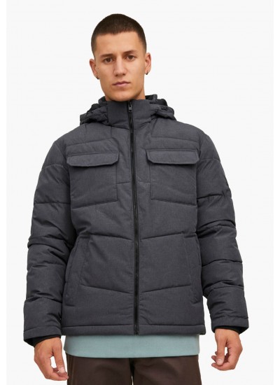 Ανδρικά Μπουφάν Brady.Puffer Γκρι Πολυεστέρα Jack & Jones