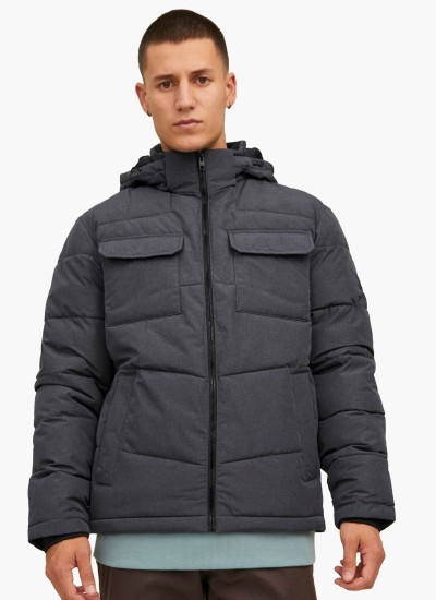 Ανδρικά Μπουφάν Brady.Puffer Γκρι Πολυεστέρα Jack & Jones