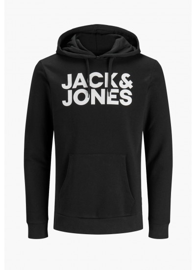 Ανδρικά Φούτερ Corp.Logosweat Μαύρο Βαμβάκι Jack & Jones