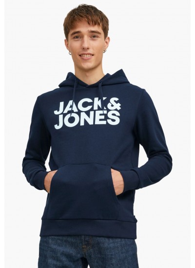 Ανδρικά Φούτερ Corp.Logosweat Σκούρο Μπλε Βαμβάκι Jack & Jones