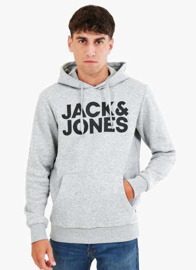 Ανδρικά Φούτερ Corp.Logosweat Γκρι Βαμβάκι Jack & Jones