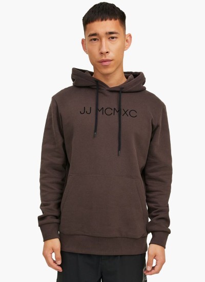 Ανδρικά Φούτερ Flock.Hood Σκούρο Καφέ Βαμβάκι Jack & Jones