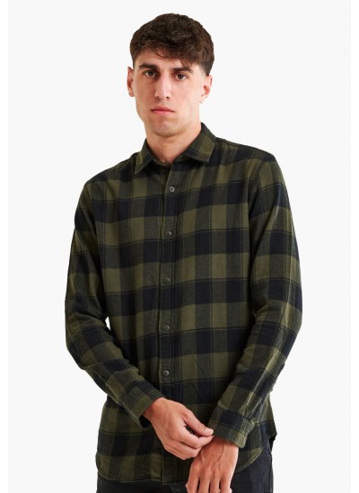 Ανδρικά Πουκάμισα Plain.Autumn Πράσινο Βαμβάκι Jack & Jones