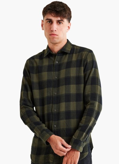 Ανδρικά Πουκάμισα Plain.Autumn Πράσινο Βαμβάκι Jack & Jones