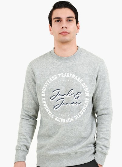 Ανδρικά Φούτερ Stamp.Crew Γκρι Βαμβάκι Jack & Jones