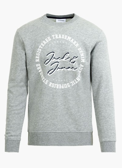 Ανδρικά Φούτερ Stamp.Crew Γκρι Βαμβάκι Jack & Jones