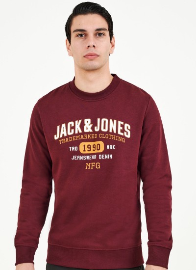 Ανδρικά Φούτερ Stamp.Crew Μπορντό Βαμβάκι Jack & Jones