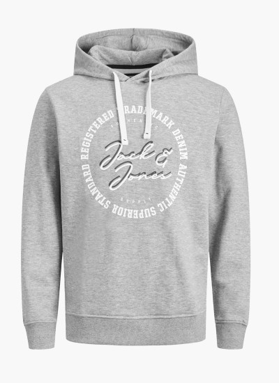 Ανδρικά Φούτερ Stamp.Hood Γκρι Βαμβάκι Jack & Jones