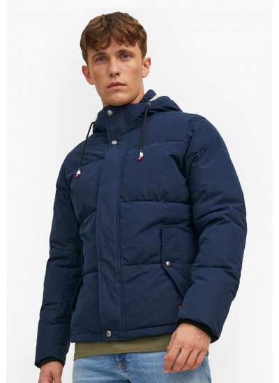 Ανδρικά Μπουφάν Timo.Puffer Σκούρο Μπλε Πολυεστέρα Jack & Jones
