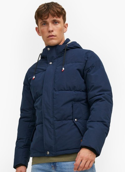 Ανδρικά Μπουφάν Timo.Puffer Σκούρο Μπλε Πολυεστέρα Jack & Jones